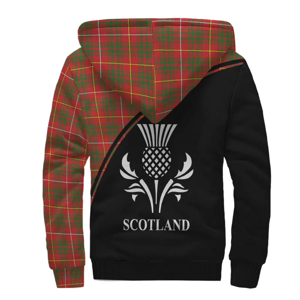 Bruce Modern Tartan Sherpa Hoodie with Family Crest Curve Style