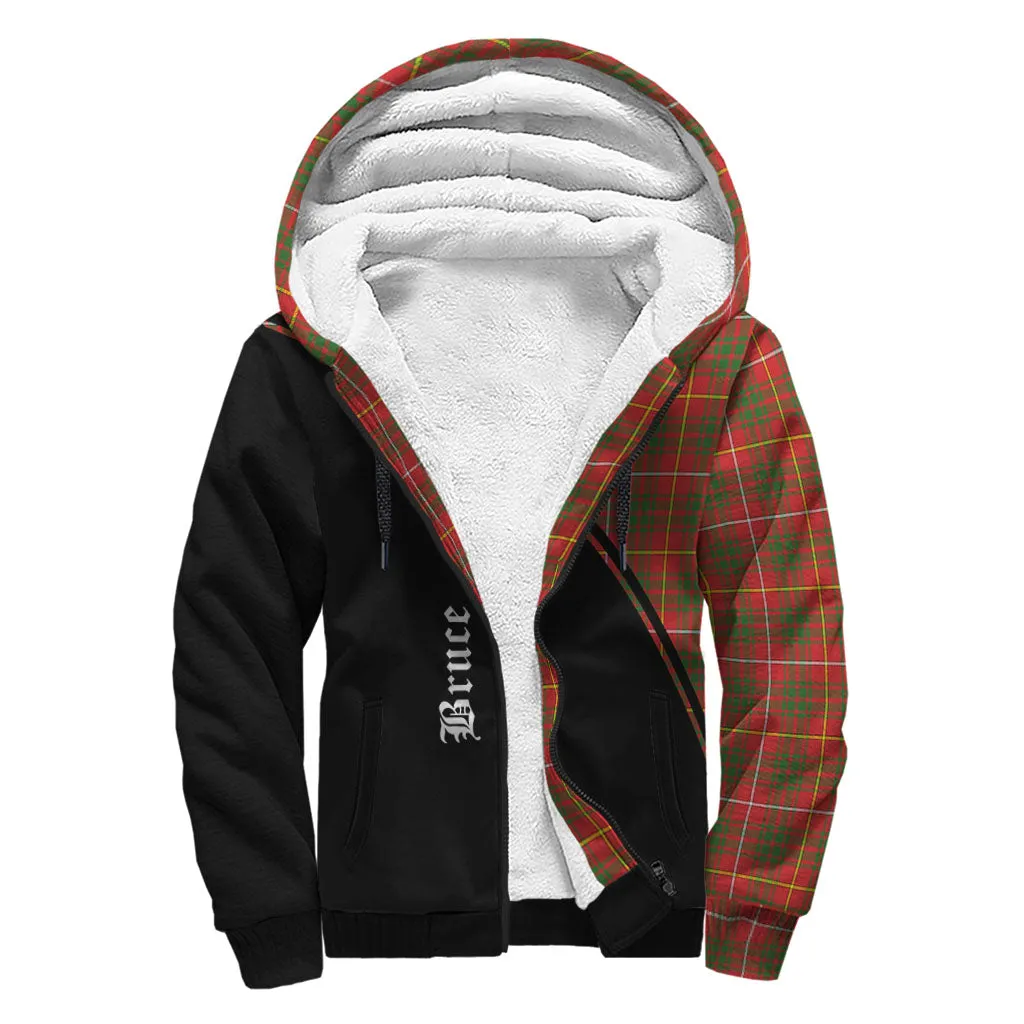 Bruce Modern Tartan Sherpa Hoodie with Family Crest Curve Style