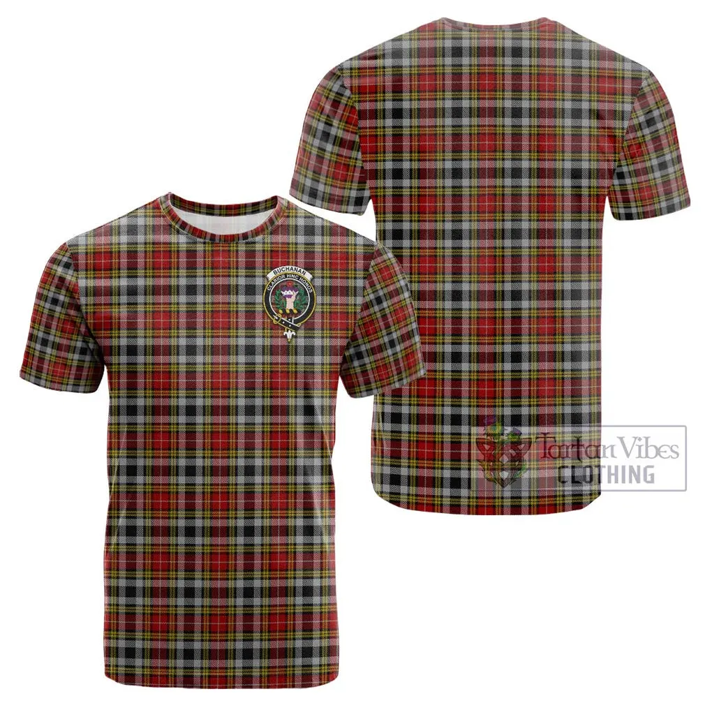 Buchanan Old Dress Tartan Cotton T-Shirt with Family Crest