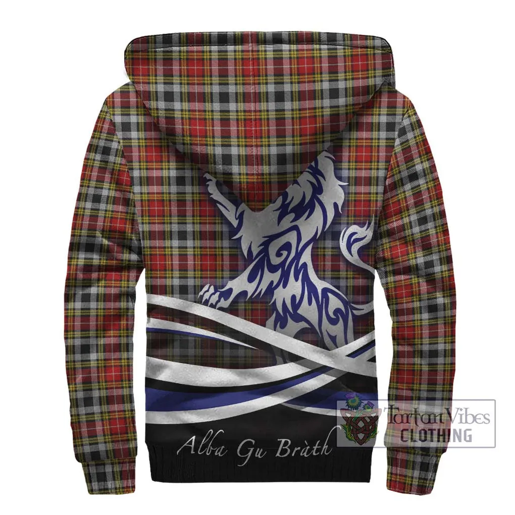 Buchanan Old Dress Tartan Sherpa Hoodie with Alba Gu Brath Regal Lion Emblem