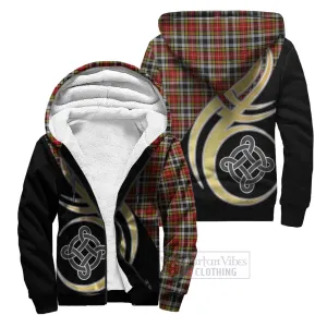 Buchanan Old Dress Tartan Sherpa Hoodie with Family Crest and Celtic Symbol Style