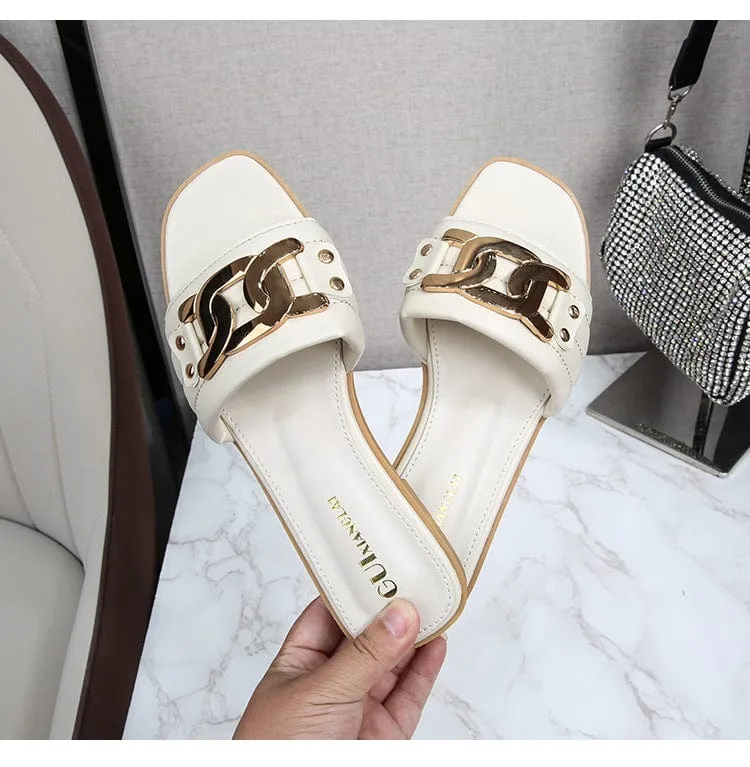 Buckle Decor Flat Sandals