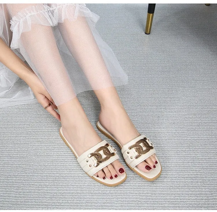 Buckle Decor Flat Sandals