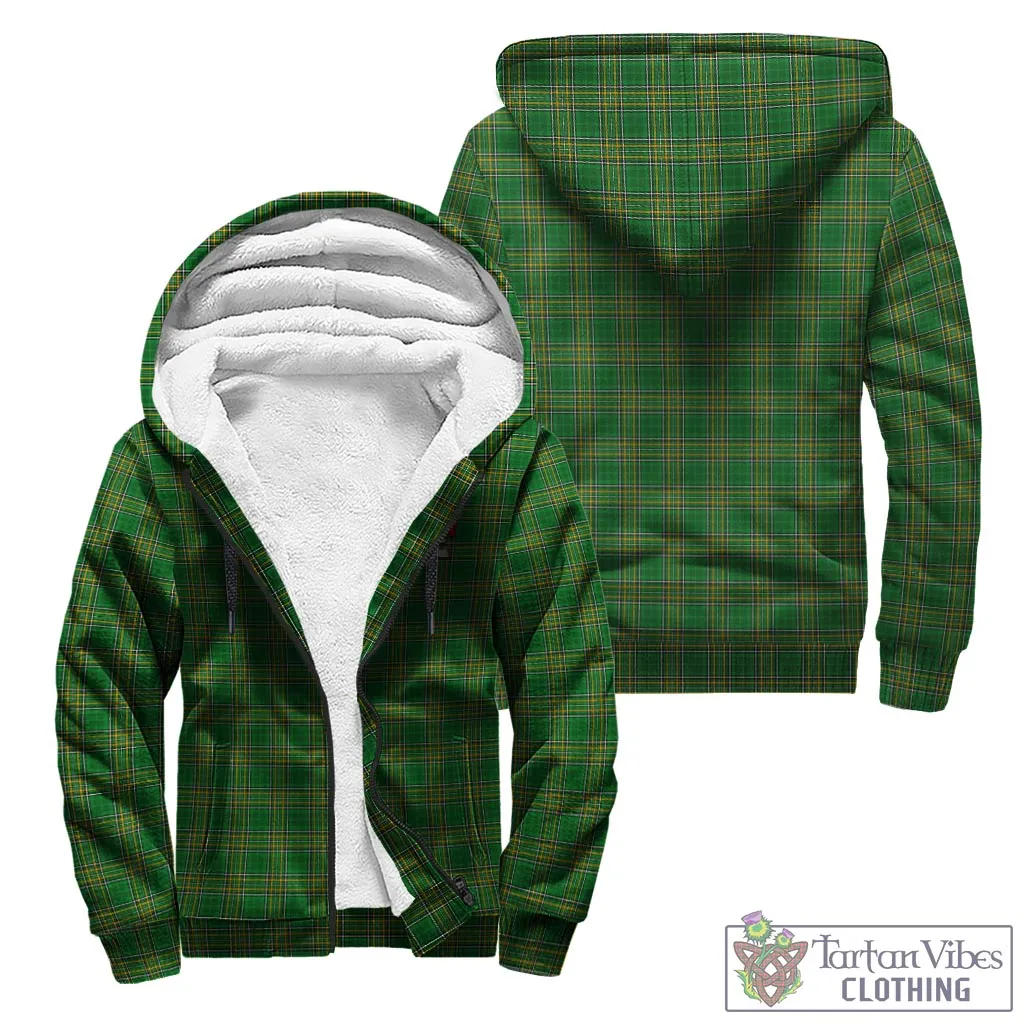 Burke Irish Clan Tartan Sherpa Hoodie with Coat of Arms