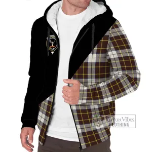 Burns Battalion Weathered Tartan Sherpa Hoodie with Family Crest and Military Logo Style