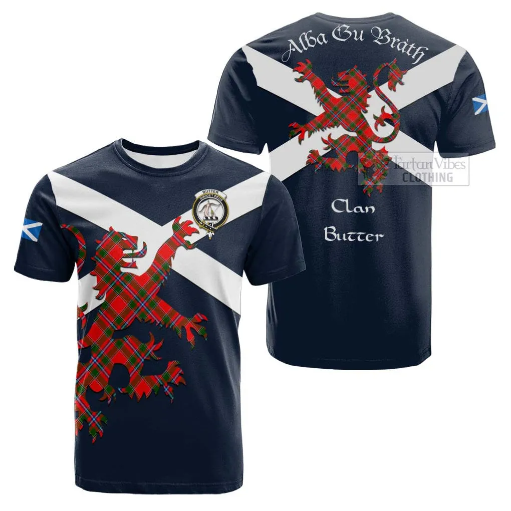 Butter Tartan Lion Rampant Cotton T-shirt Proudly Display Your Heritage with Alba Gu Brath and Clan Name