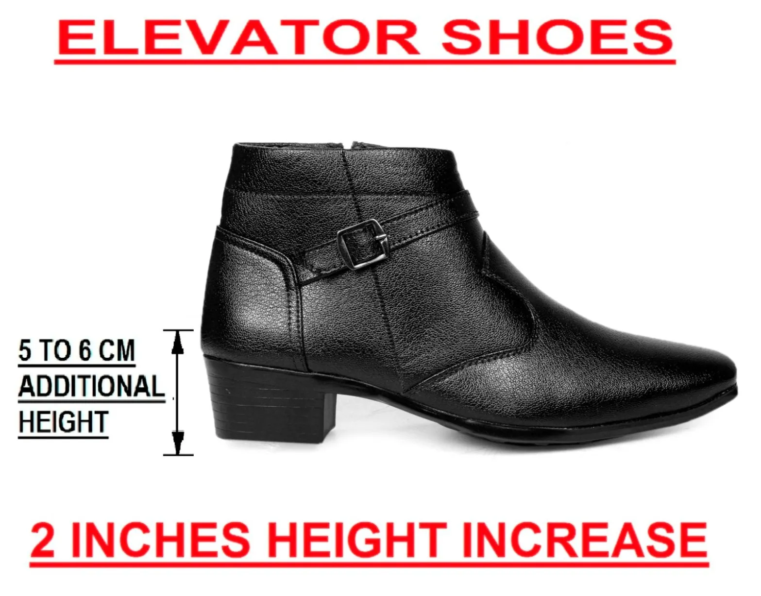 BXXY Men's New Height Increasing Strap and Buckle Boots