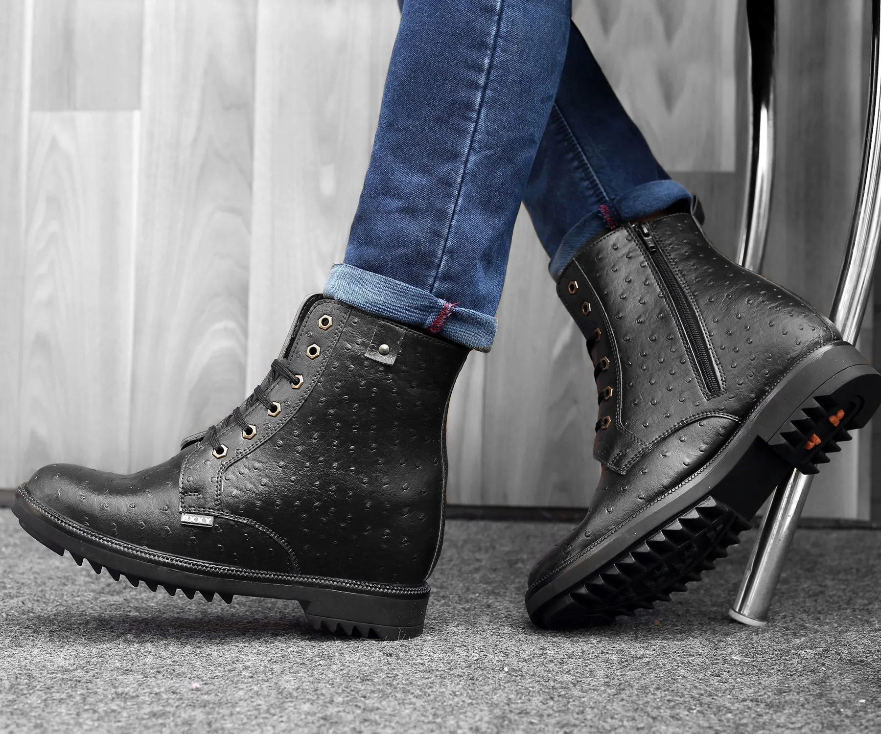 Bxxy's Men's 4 Inch Hidden Height Increasing Casual Textured Boots