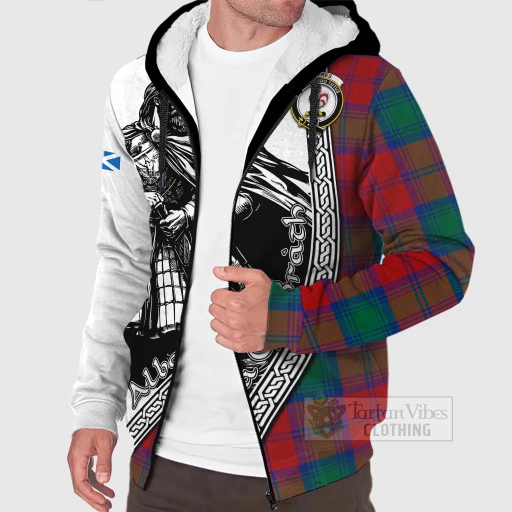 Byres (Byses) Tartan Clan Crest Sherpa Hoodie with Highlander Warrior Celtic Style