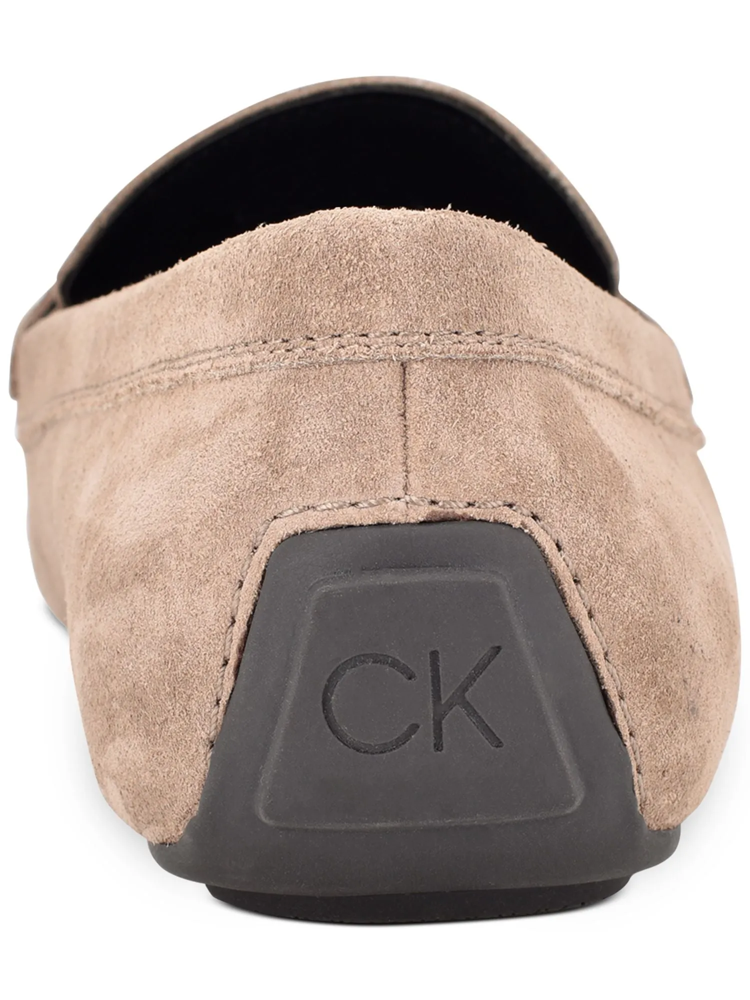 CALVIN KLEIN Womens Beige Moc Toe Brand Over Vamp Oliver Square Toe Slip On Leather Loafers Shoes