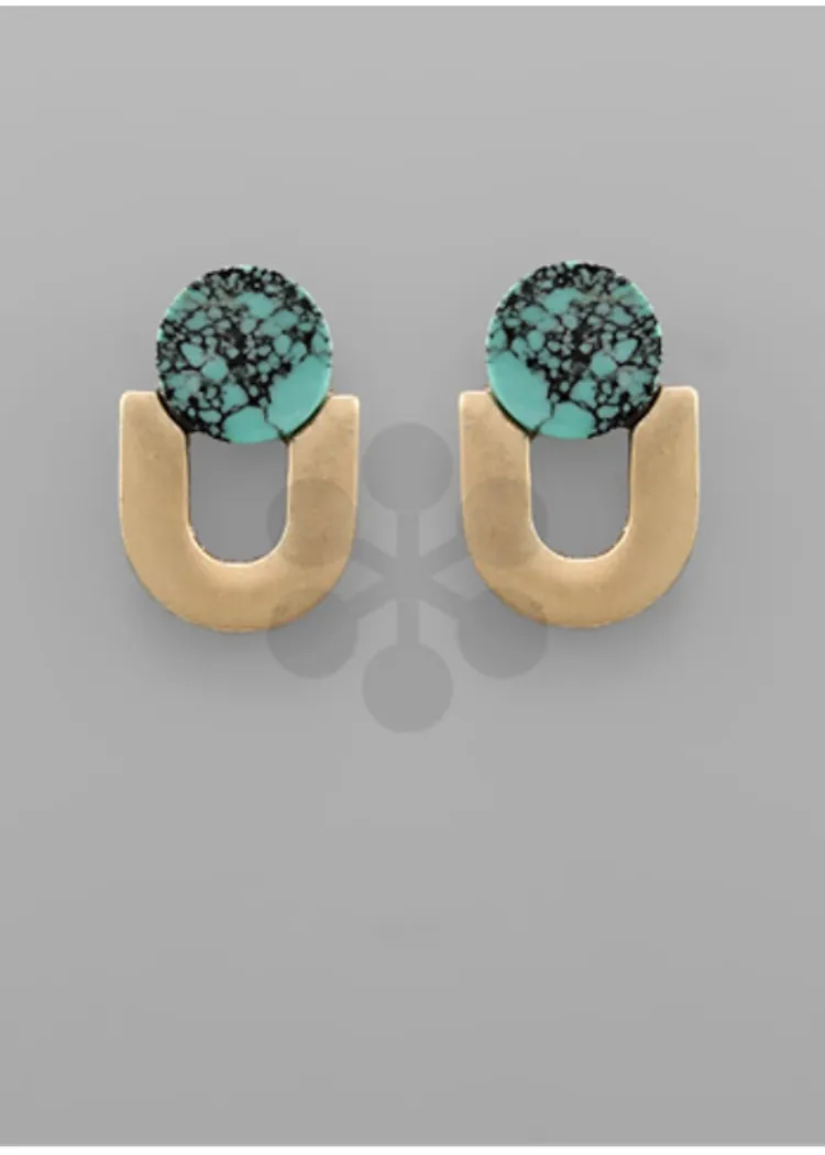 Camila Arch Earrings-Turquoise