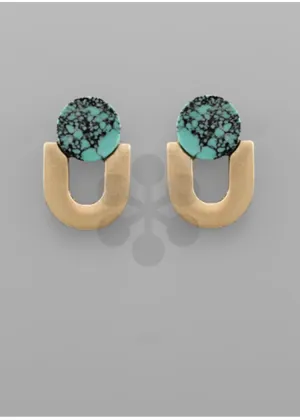 Camila Arch Earrings-Turquoise