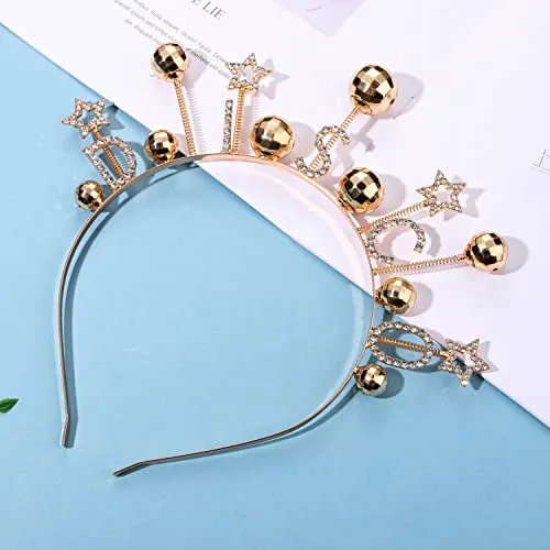 CEALXHENY Disco Ball Headbands for Women Rhinestone Star Hairband Glitter Mirrorball Headbands 70s 80s Disco Costume Outfits Music Concert Hair Accessories Holiday New Year Party Favors (Pattern B)