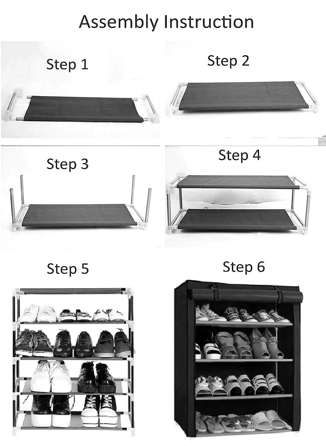 CMerchants Smart Buy Home Utility Portable Space Saving 5 Layer Shoe Rack Organizer Stand Maroon, Metal