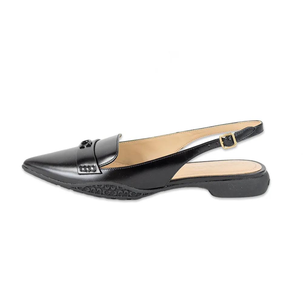 Coach "Carrie" Leather Pointed Toe Sling Back Flats