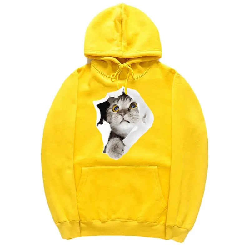 CORIRESHA Cat Lovers Hoodie Casual Long Sleeve Drawstring Teen Cute Sweatshirt Kangaroo Pocket