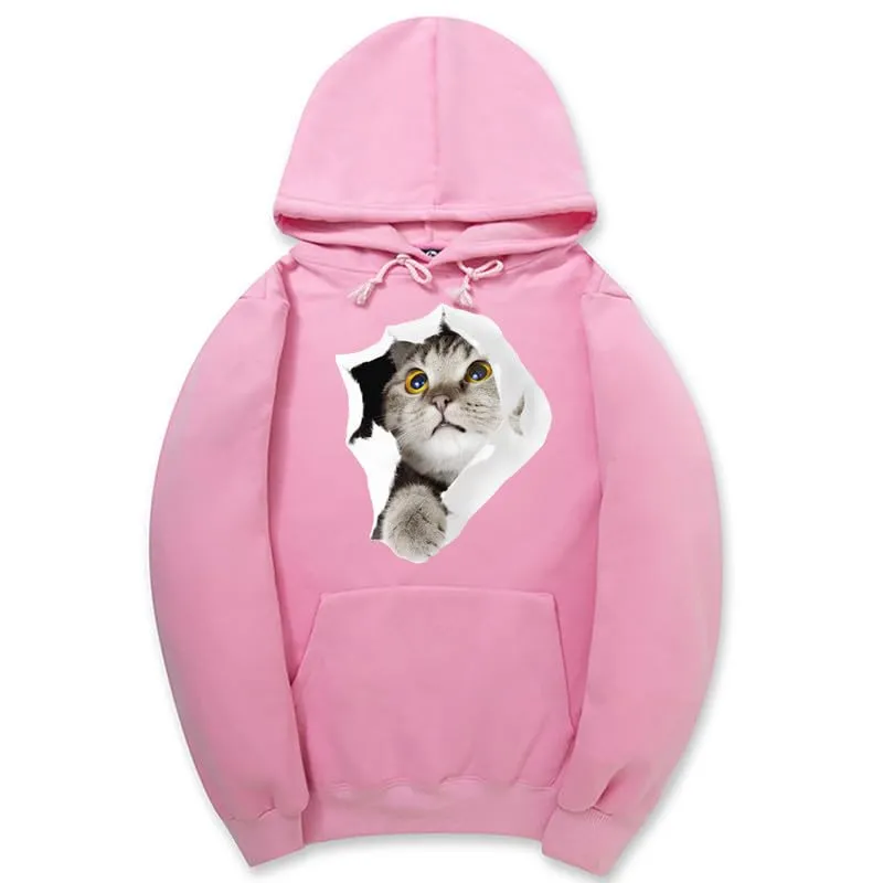 CORIRESHA Cat Lovers Hoodie Casual Long Sleeve Drawstring Teen Cute Sweatshirt Kangaroo Pocket