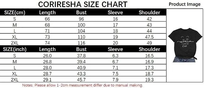 CORIRESHA Cat Lovers T-Shirt Short Sleeve Round Neck Casual Soft Cute Top