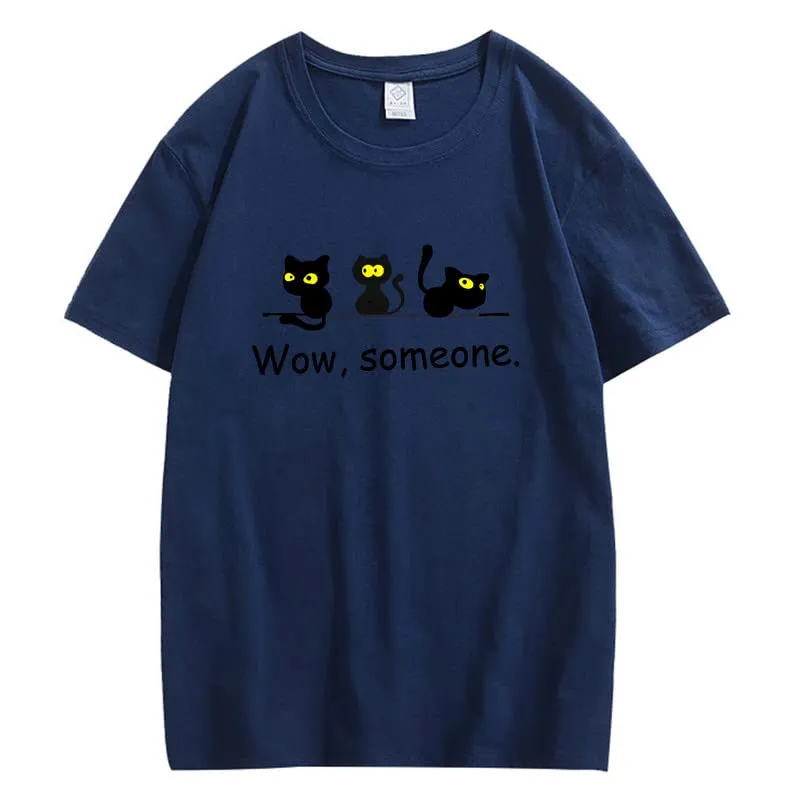 CORIRESHA Cute Black Cat T-Shirts Animal Lovers Funny Clothing Teens