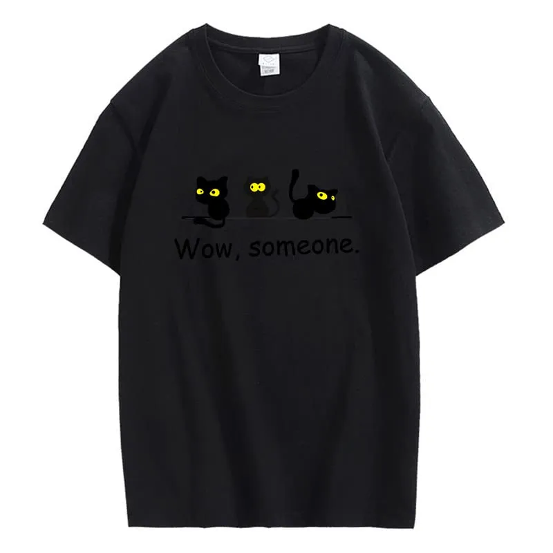 CORIRESHA Cute Black Cat T-Shirts Animal Lovers Funny Clothing Teens