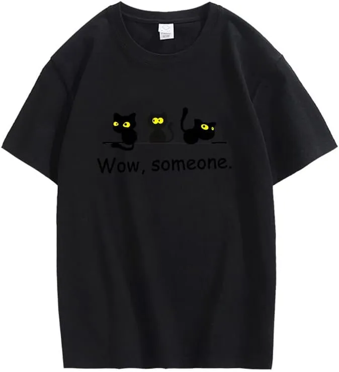 CORIRESHA Cute Black Cat T-Shirts Animal Lovers Funny Clothing Teens