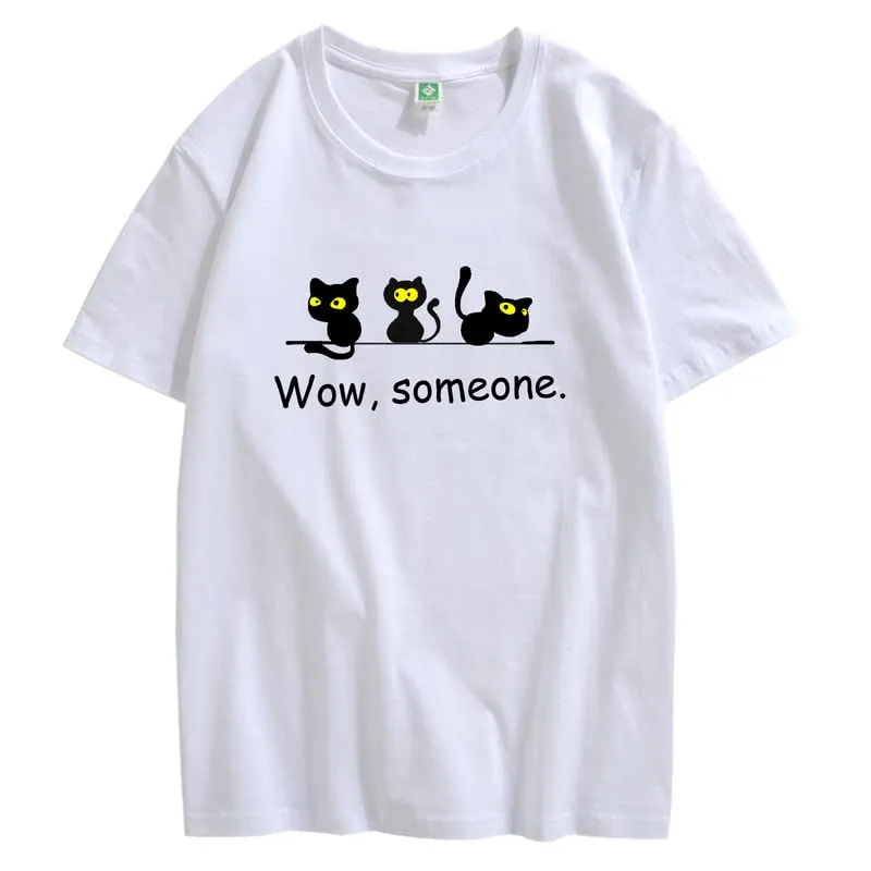 CORIRESHA Cute Black Cat T-Shirts Animal Lovers Funny Clothing Teens