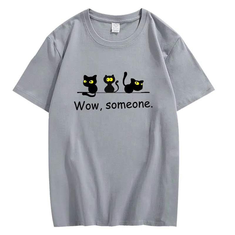 CORIRESHA Cute Black Cat T-Shirts Animal Lovers Funny Clothing Teens