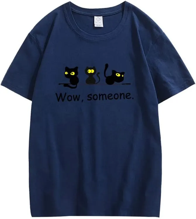 CORIRESHA Cute Black Cat T-Shirts Animal Lovers Funny Clothing Teens