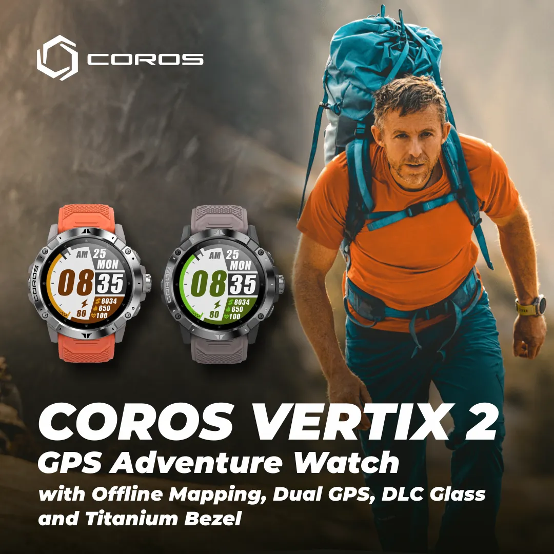 Coros VERTIX 2 GPS Adventure Watch with Offline Mapping, Dual GPS, DLC Glass and Titanium Bezel