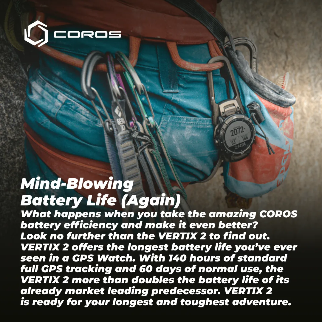 Coros VERTIX 2 GPS Adventure Watch with Offline Mapping, Dual GPS, DLC Glass and Titanium Bezel