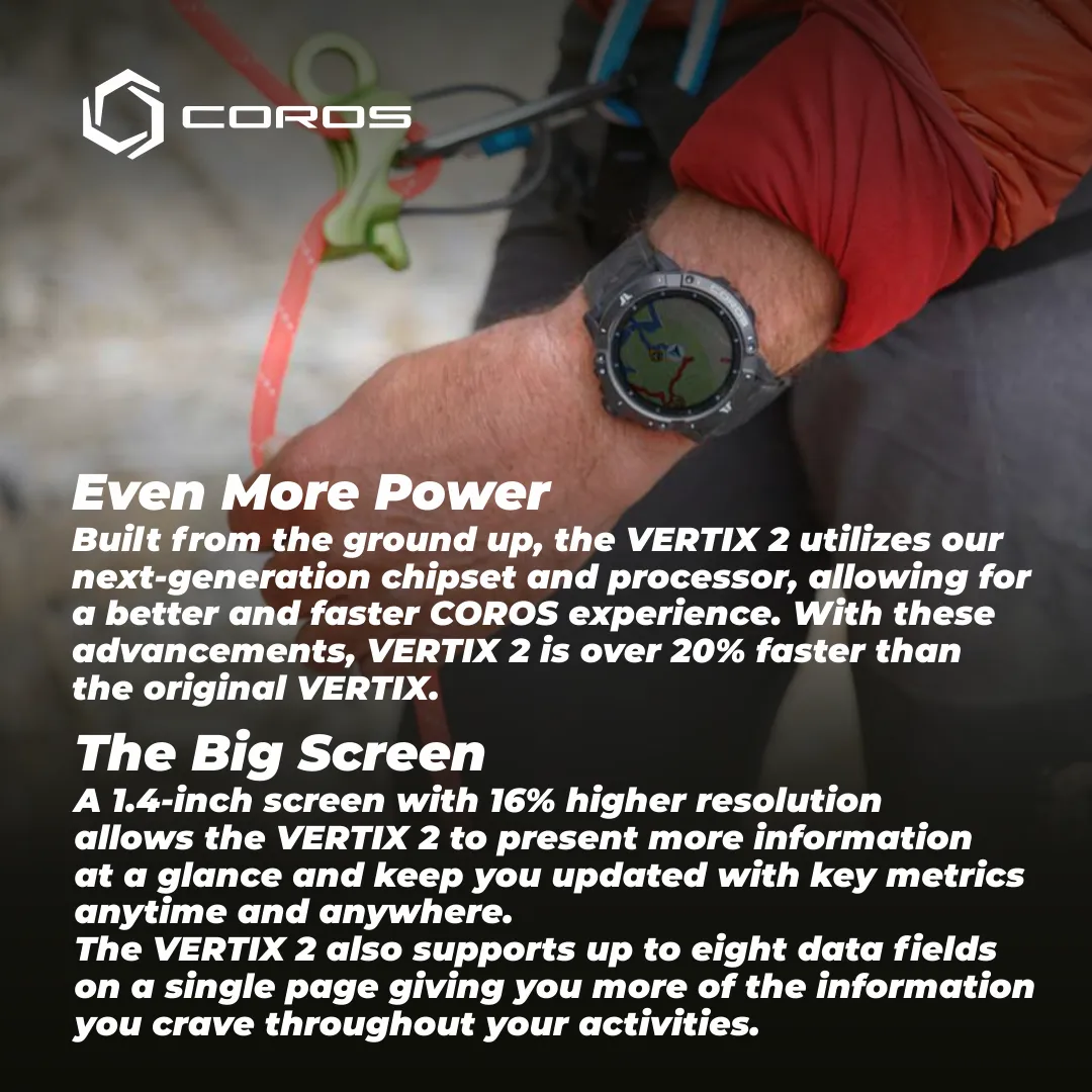 Coros VERTIX 2 GPS Adventure Watch with Offline Mapping, Dual GPS, DLC Glass and Titanium Bezel