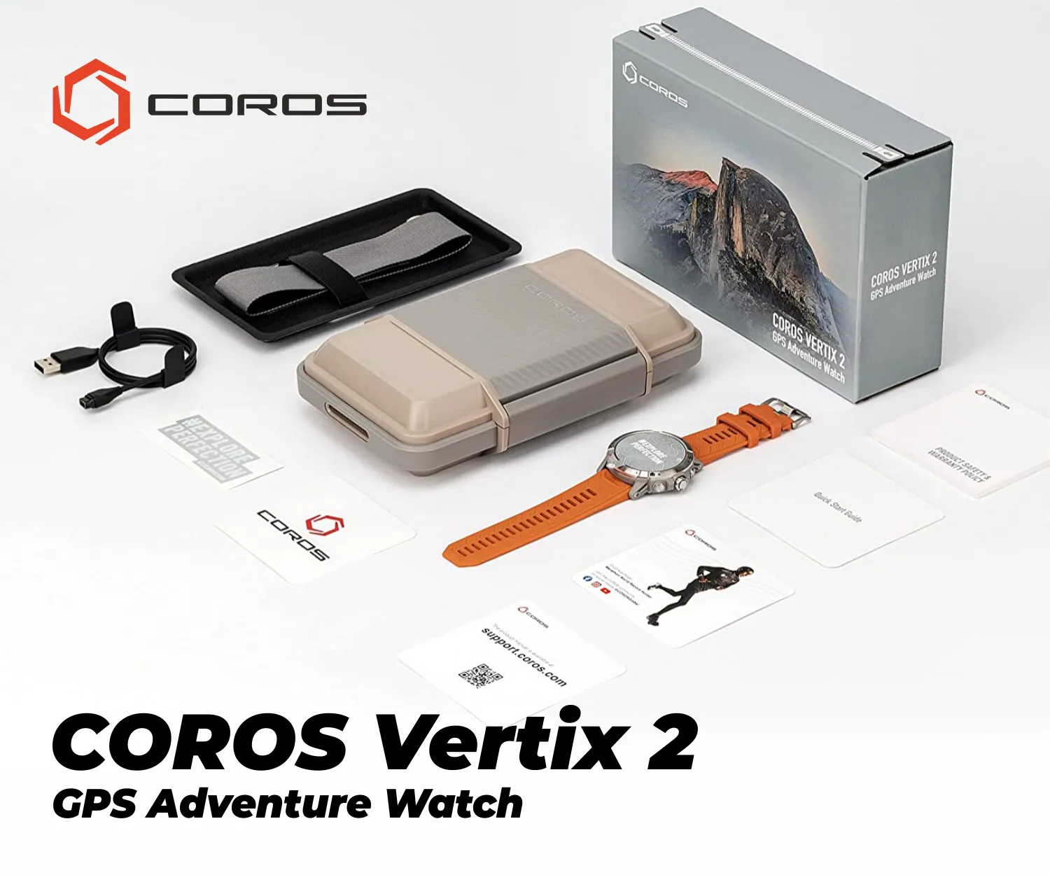 Coros VERTIX 2 GPS Adventure Watch with Offline Mapping, Dual GPS, DLC Glass and Titanium Bezel