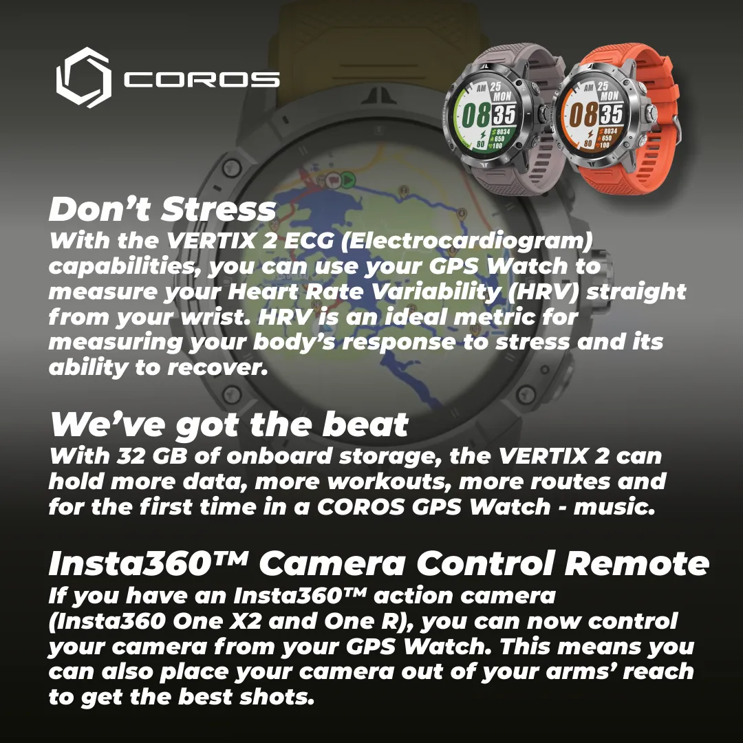 Coros VERTIX 2 GPS Adventure Watch with Offline Mapping, Dual GPS, DLC Glass and Titanium Bezel