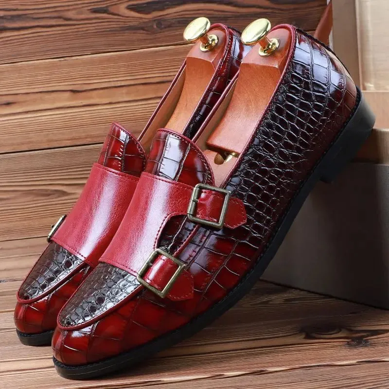 Crocodile pattern microfiber shoes