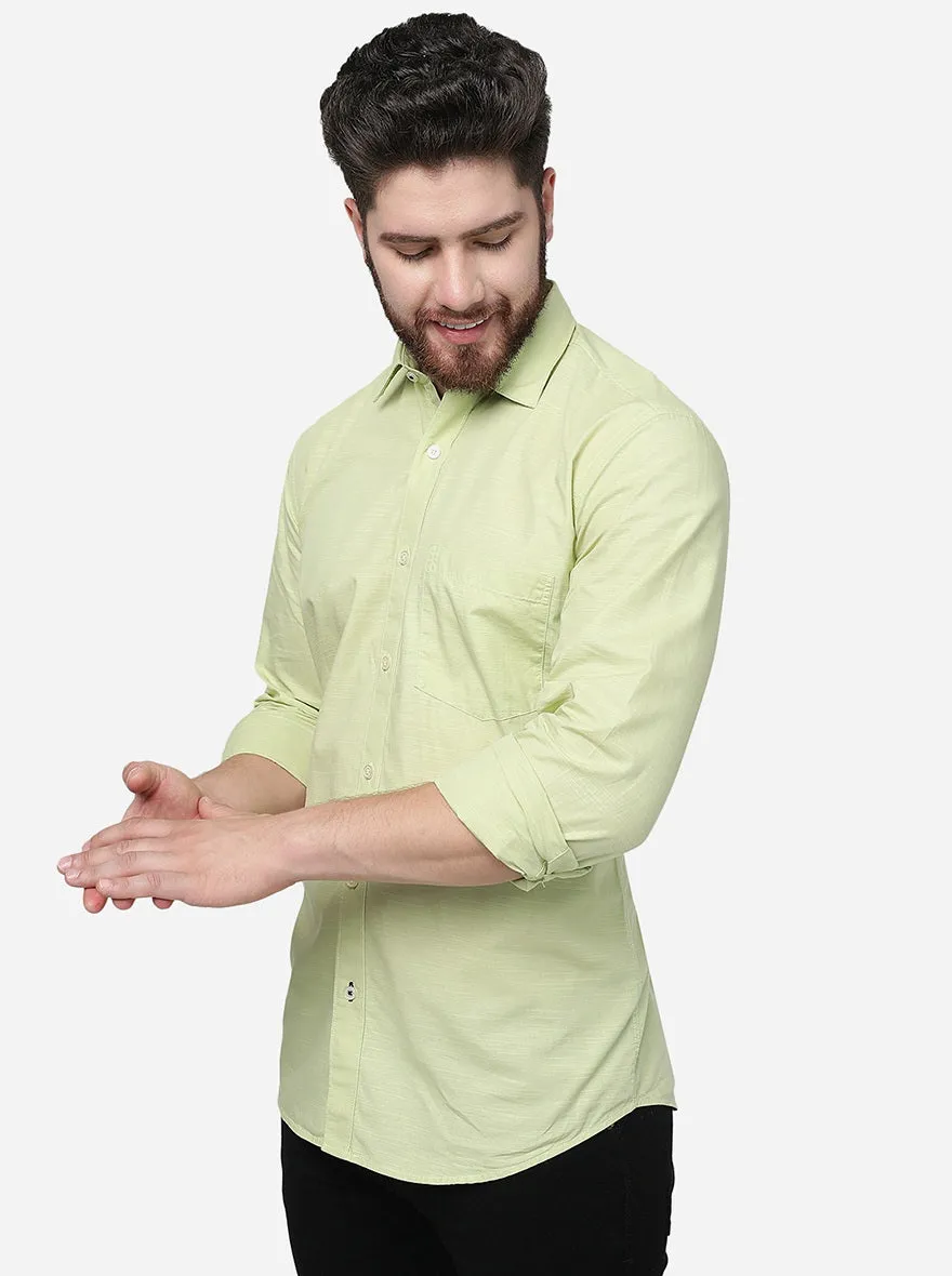 Daiquiri Green Solid Slim Fit Semi Casual Shirt | JadeBlue