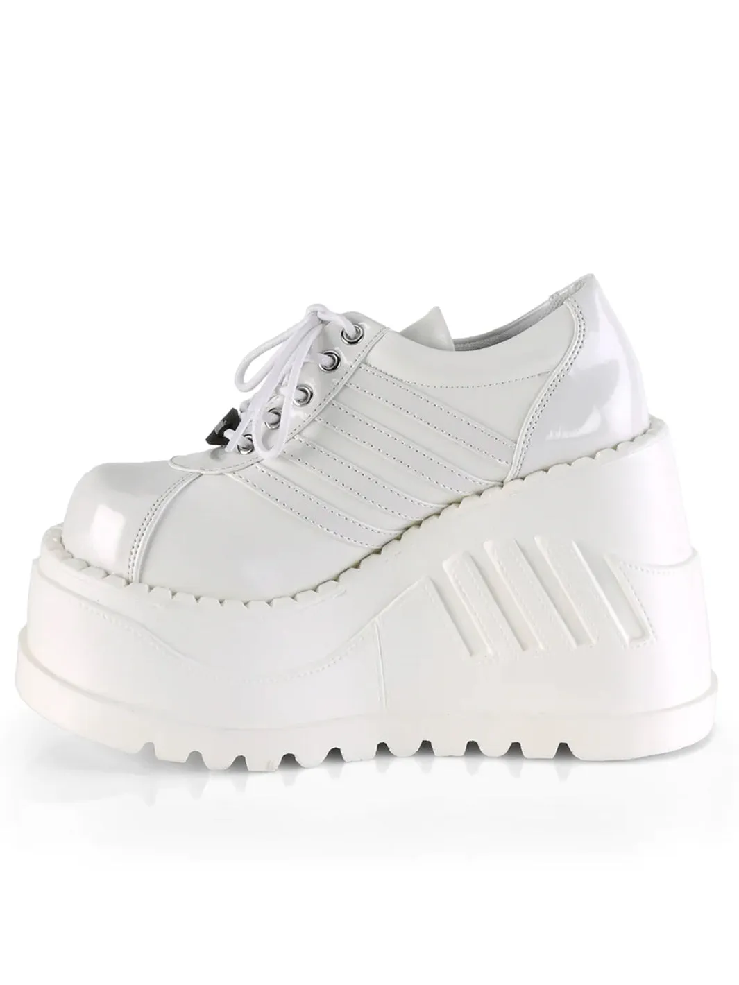 DEMONIA STOMP-08 - WHITE VEGAN LEATHER ✰ PRE ORDER ✰