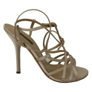 Dolce & Gabbana Gold Silk Ankle Strap Heels Sandals Shoes