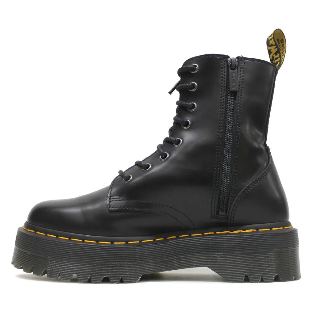 Dr. Martens Jadon Black Unisex Smooth Leather Mid-calf 8-eye Boots - UK 6.5