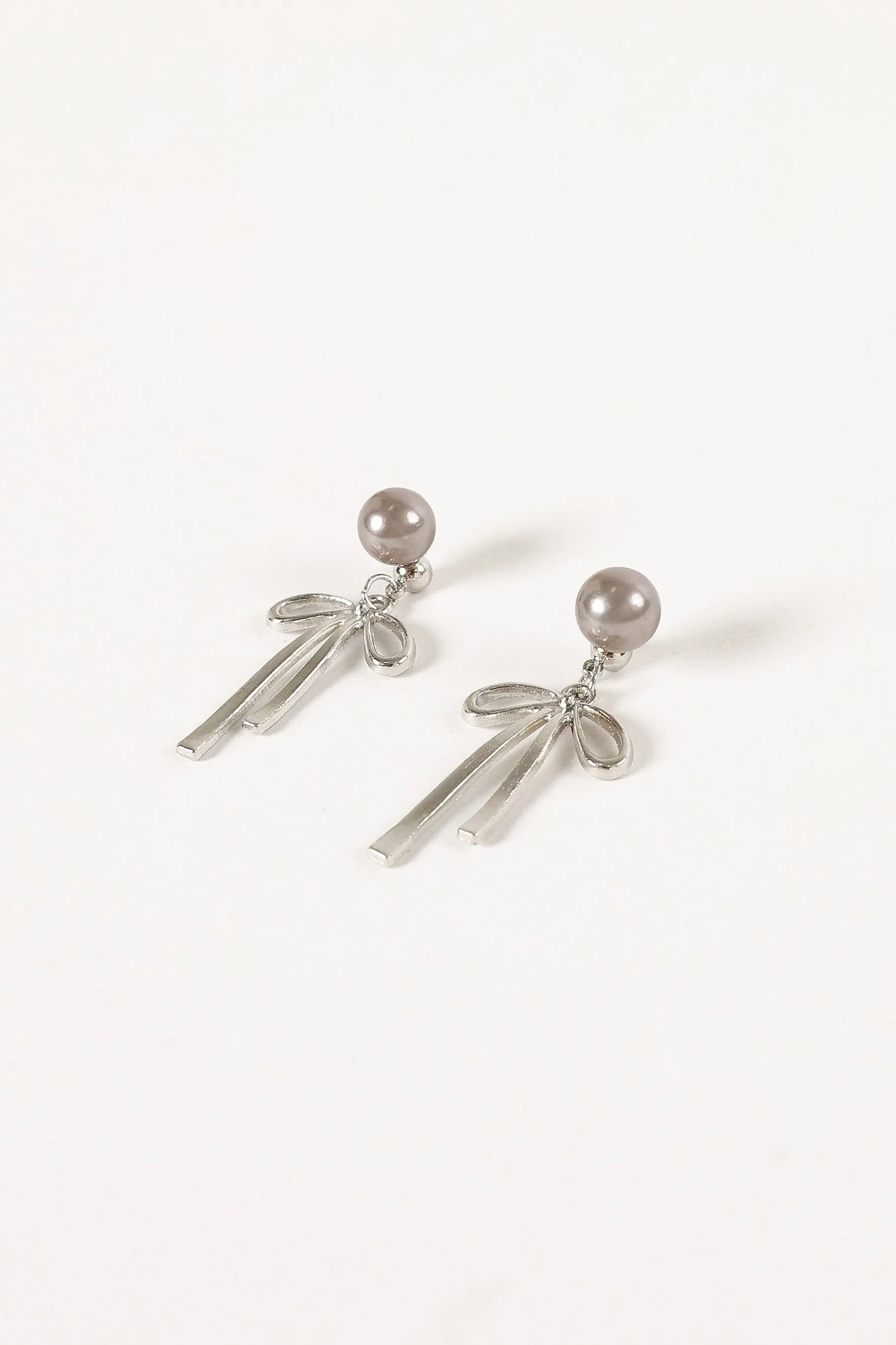 Elena Bow Earrings - Silver