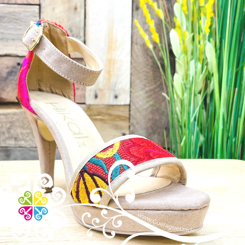 Embroider Women High Heel Open Toe-  Women Shoe