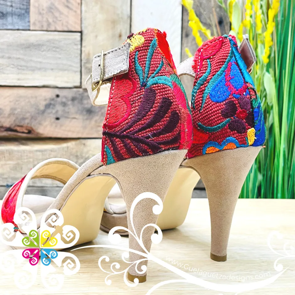 Embroider Women High Heel Open Toe-  Women Shoe