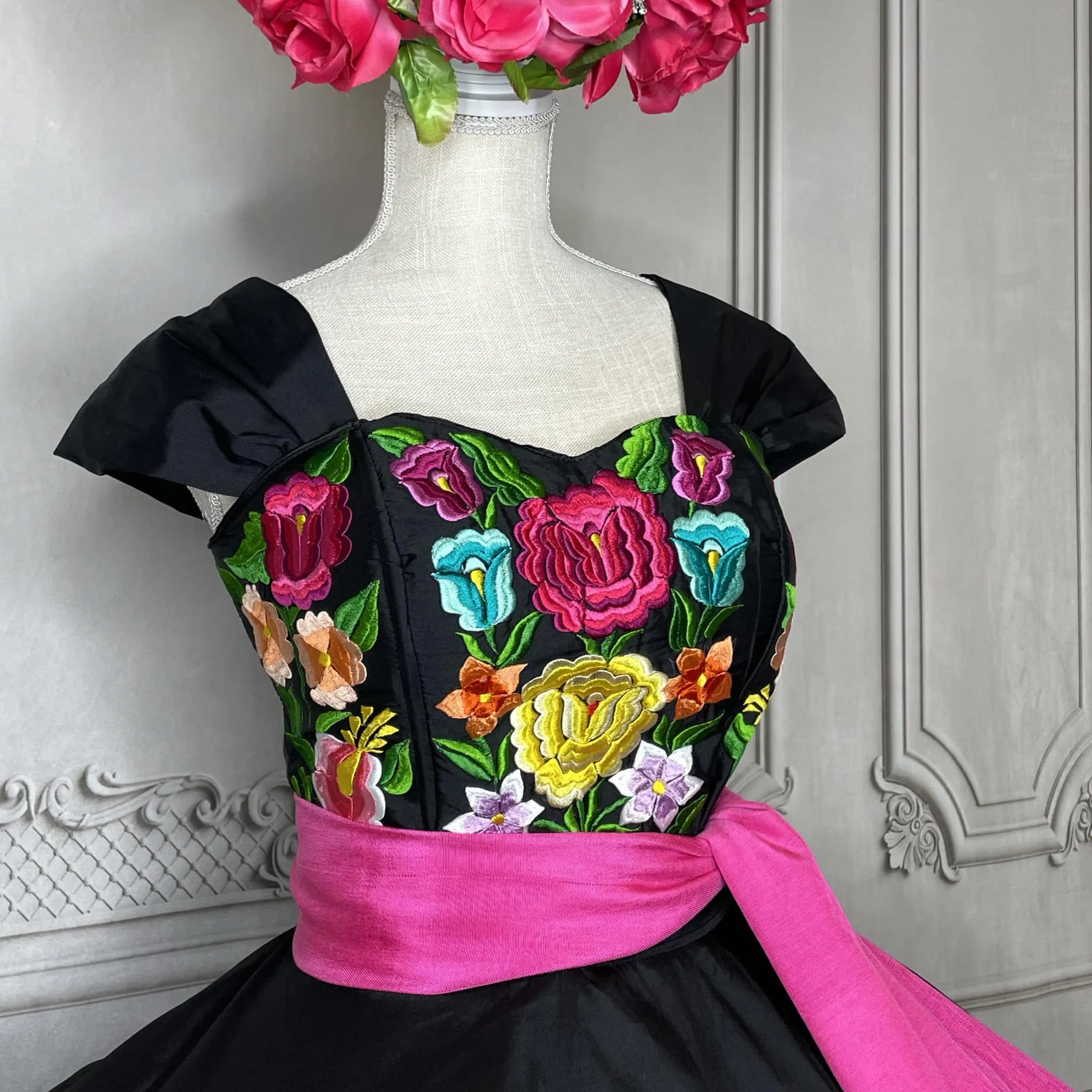 Embroidered Mexican Quinceanera Dress - Duquesa