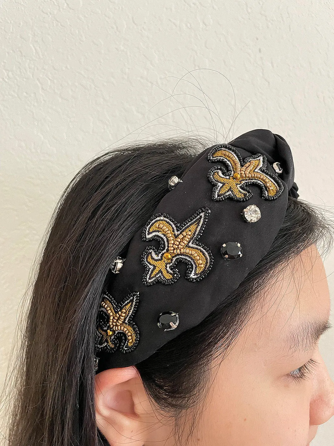 Fleur de lis beads headband/Game Day Headbands, Sports Hair Accessories, Football Headband, Game Day Outfit, Sports Headband