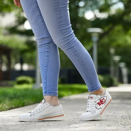 FOCO Kansas City Chiefs NFL Womens Big Logo Low Top White Canvas Shoes - 10/XXL