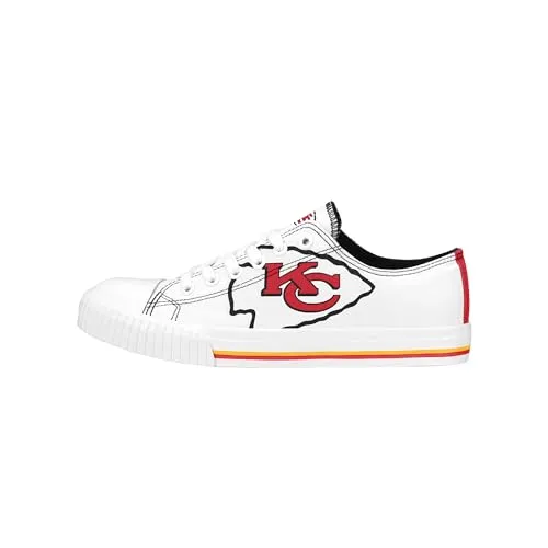 FOCO Kansas City Chiefs NFL Womens Big Logo Low Top White Canvas Shoes - 10/XXL