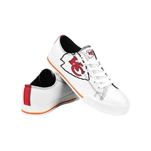 FOCO Kansas City Chiefs NFL Womens Big Logo Low Top White Canvas Shoes - 10/XXL