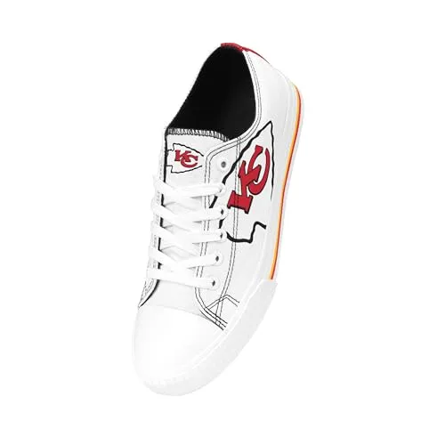 FOCO Kansas City Chiefs NFL Womens Big Logo Low Top White Canvas Shoes - 10/XXL