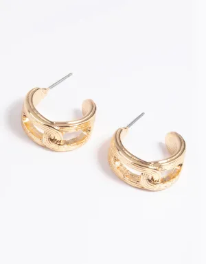 Gold Chain Huggie Hoop Earrings