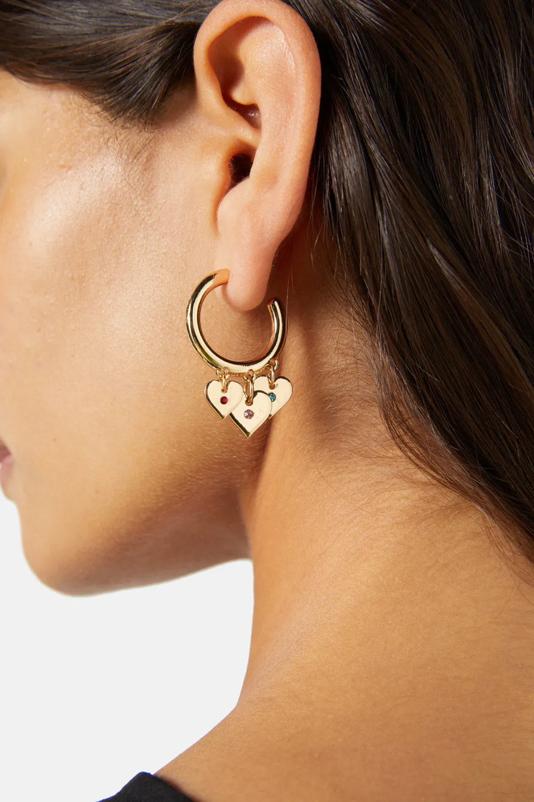 Gold Heart Charm Earring