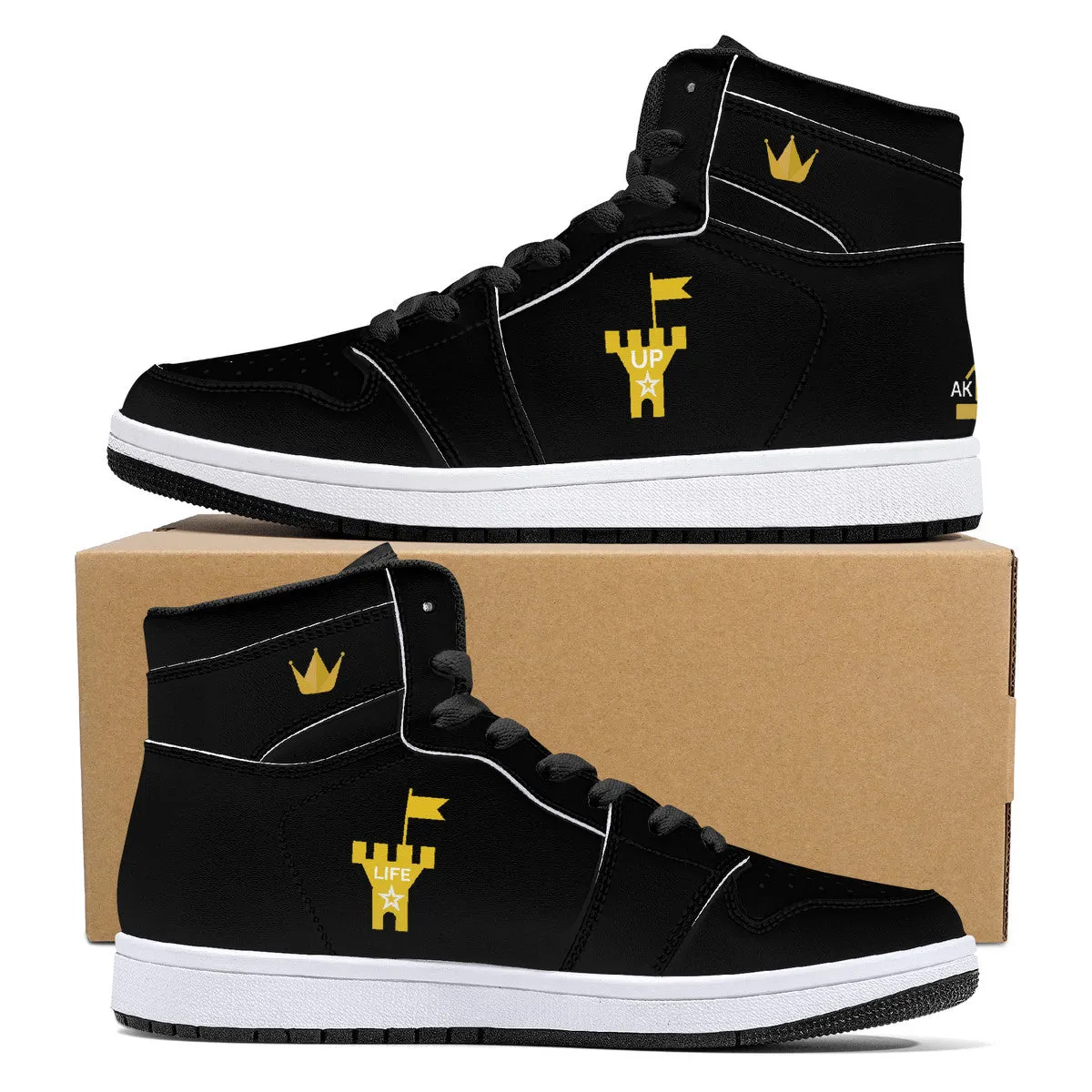 Gold Top Tier- Black | High Top Customized | Shoe Zero